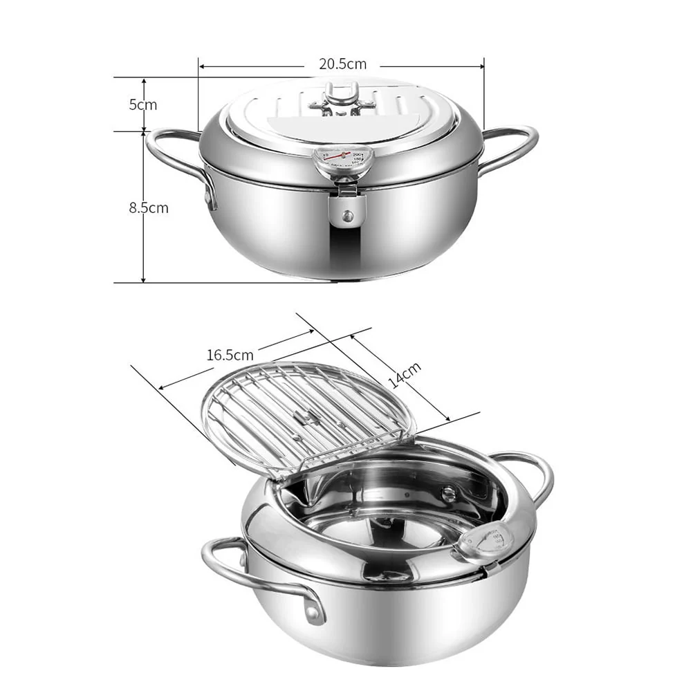 Homemaxs Deep Fryer Pot Tempura Pot Deep Fryer With Oil Filtration Gas Deep Fryer Pan