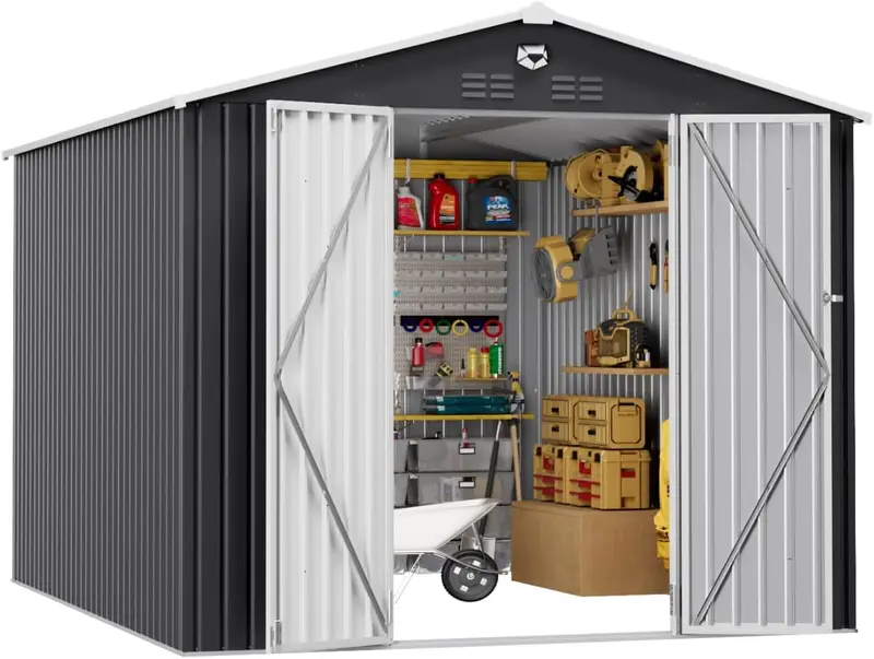 10x12ft Metal Outdoor Storage Shed – Durable Garden Tool & Equipment Shelter