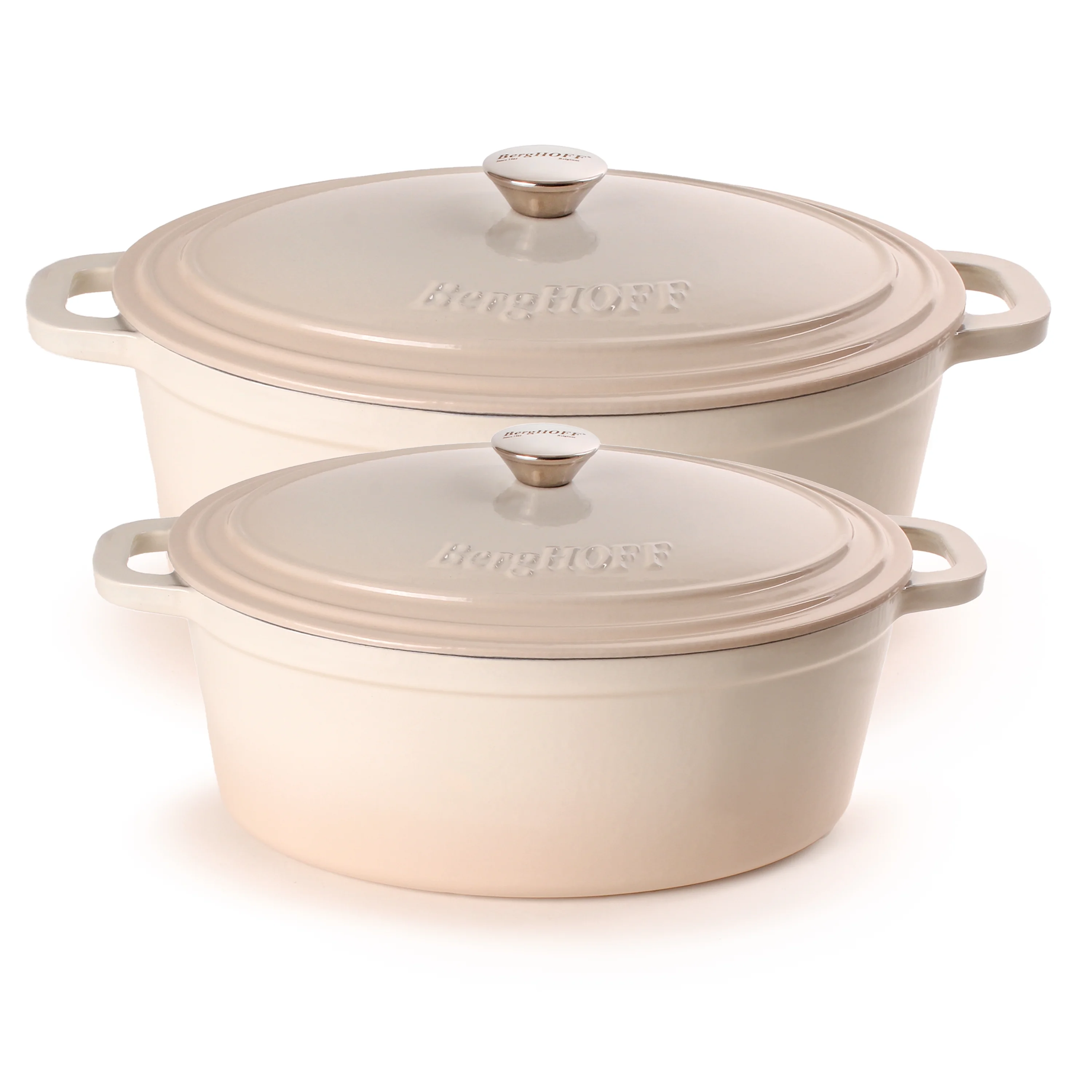 BergHOFF Neo 4Pc Cast Iron Set: 5qt. & 7qt. Covered Dutch Ovens, Green