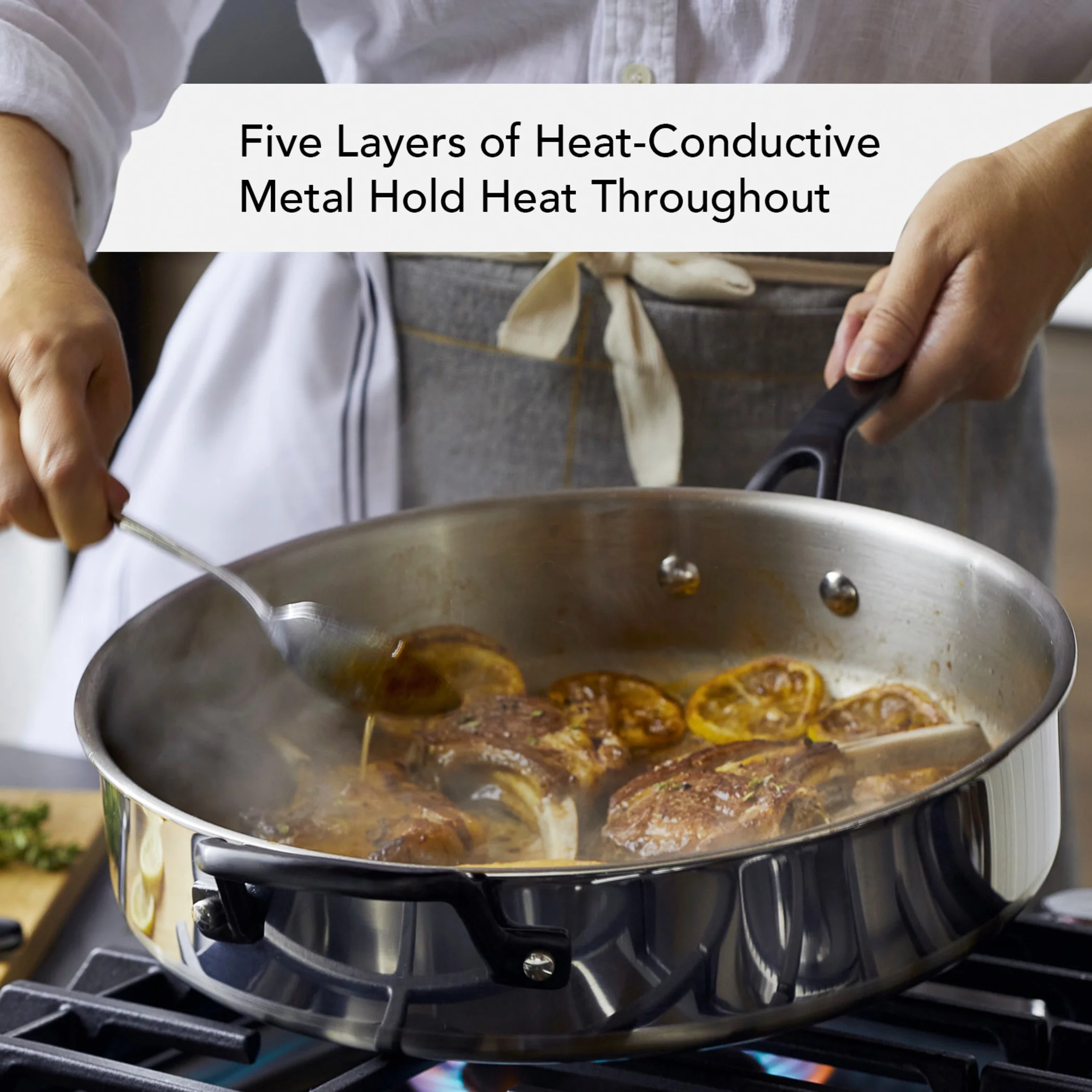 KitchenAid 5-Ply Clad 10 Pcs Stainless Steel Cookware Induction Pots and Pans Set, Dishwasher Safe, Metal Utensil, Broiler and Oven Safe to 500��F, Polished Stainless Steel