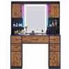 Black Vanity Desk Table with Mirror and Lights in 3 Colors,Modern Makeup Vanity Desk Dressing Table with Charging Station & Drawers & Storage Cabinet for Women Girls