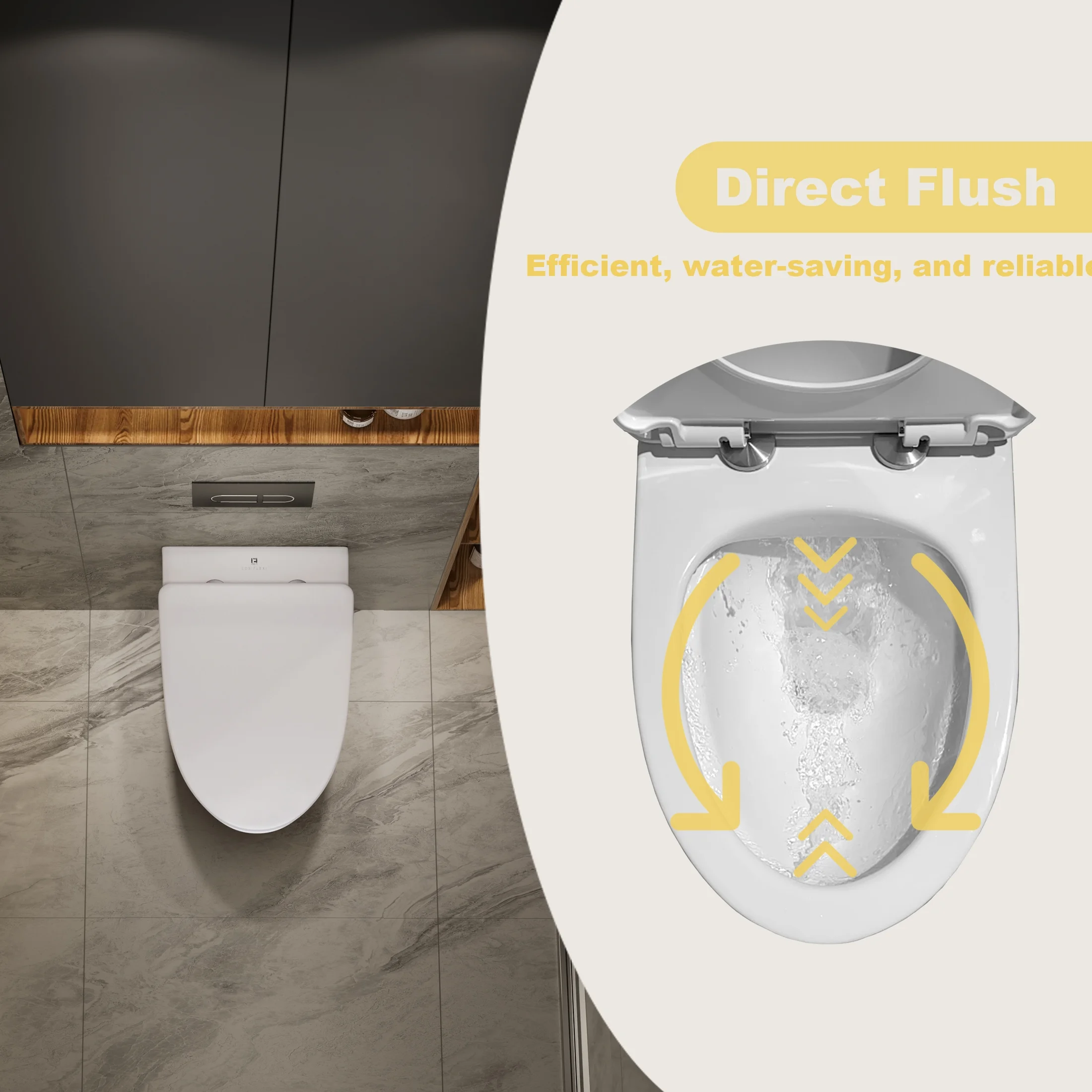 Los Flexi Compact Wall-Mount Toilet Set - Round Bowl, In-Wall Tank, Tornado Flush, Actuator Plate Included