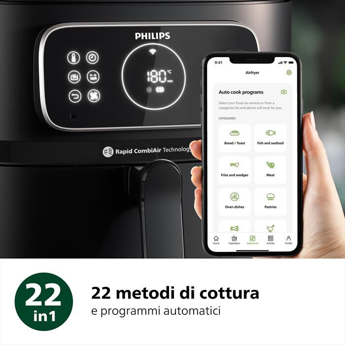 PHILIPS - FRIGGITRICE AIRFRYER SERIE 7000 DA 8.3L HD9876/90-nero
