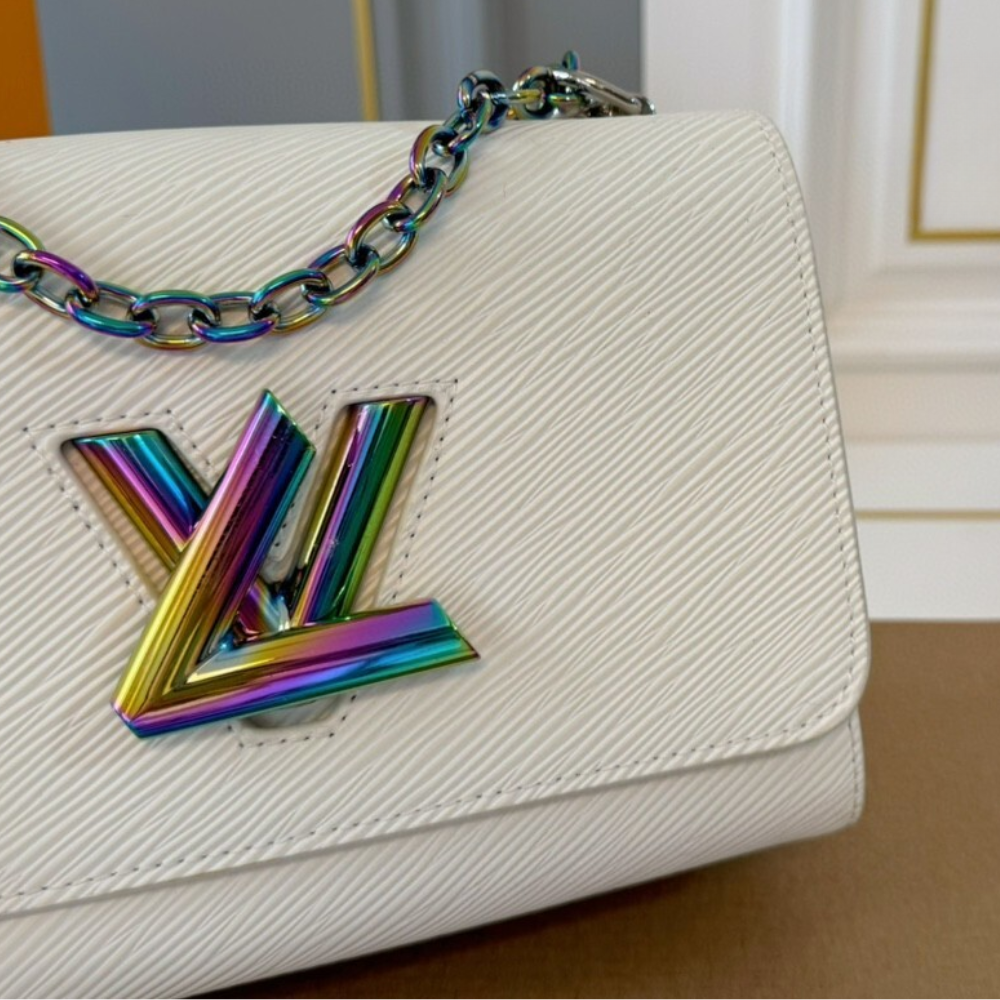 Louis Vuitton Twist MM White Iridescent 8.5 Inches