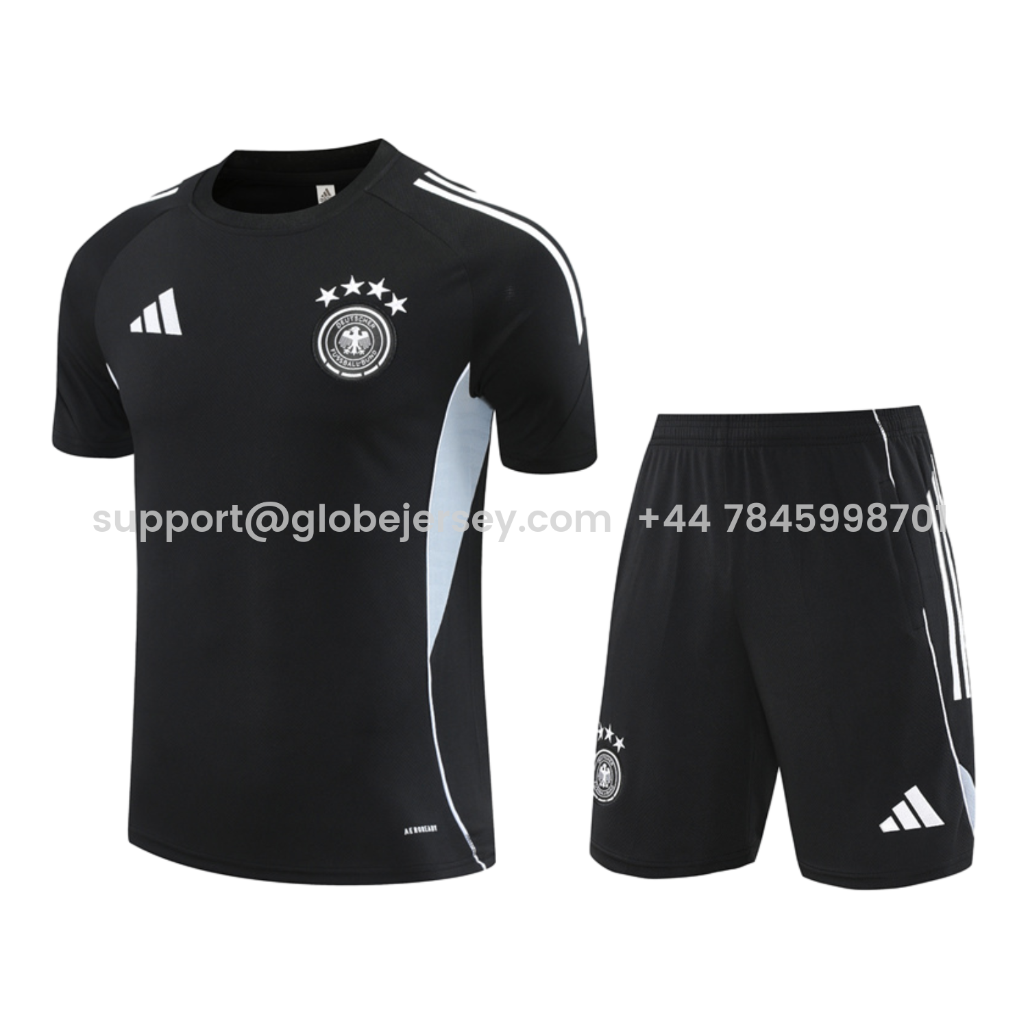 Germany 25-26 Short-Sleeve Training Set - Black Short Sleeve & Black Shorts