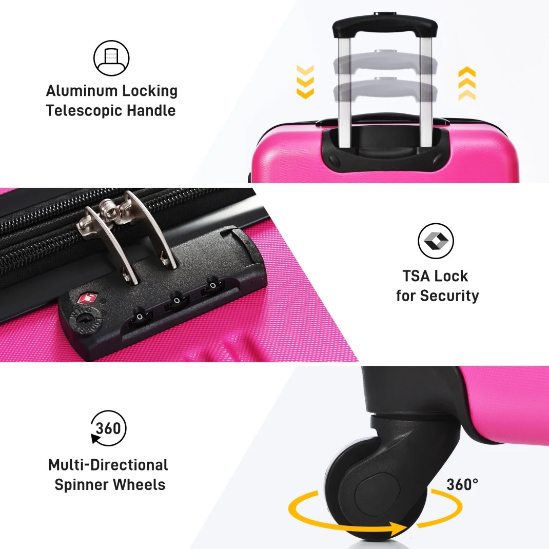 Luggage Sets 3 Piece, Hardside Expandable Ultra Durable PC Lightweight Carry On, Travel Suitcase Set with TSA Lock Spinner Wheels, Multicolor Purple