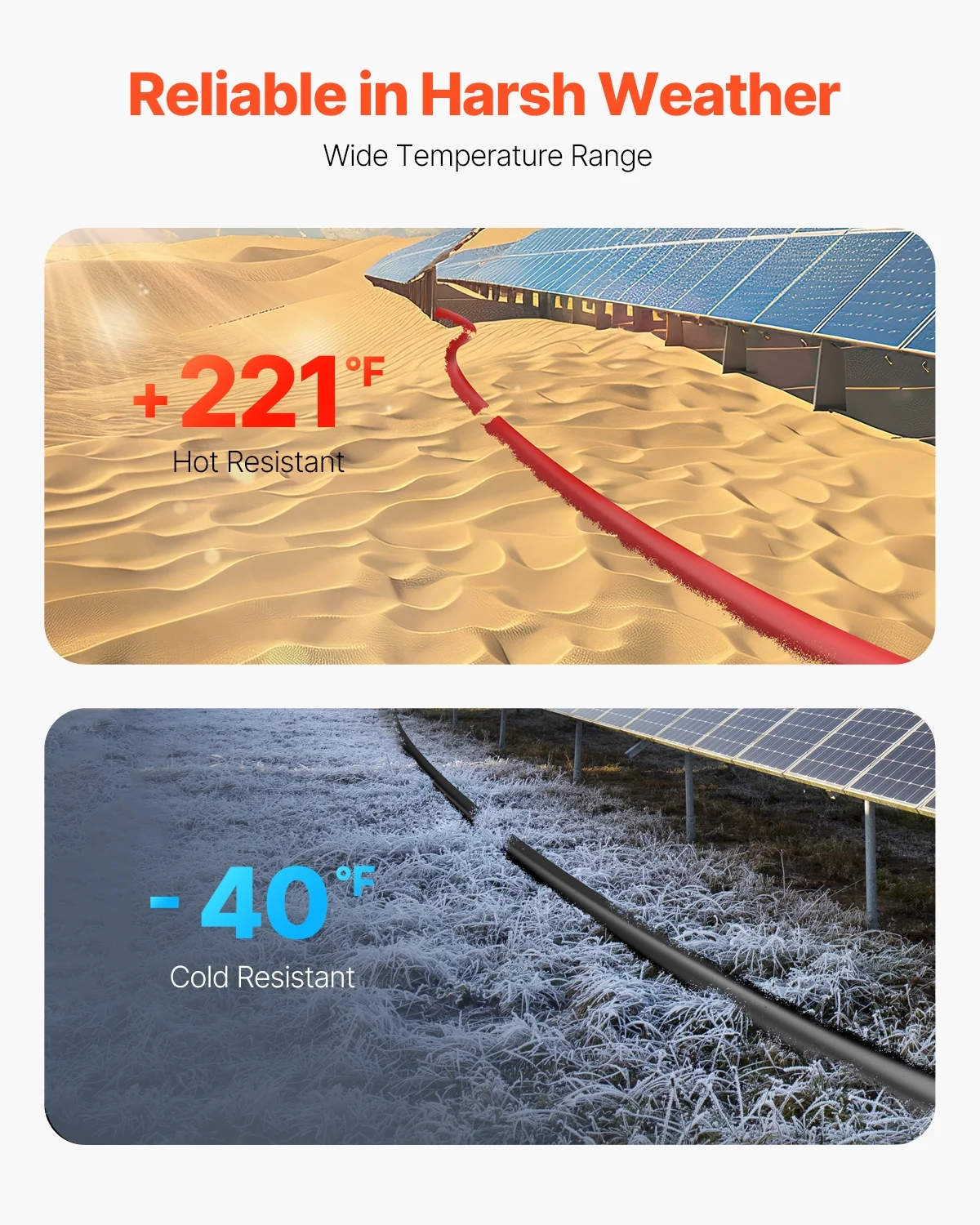 VEVOR 100FT Solar Panel Extension Cable,10AWG Solar Extension Cable Wire with Female & Male Waterproof Connectors, 6mm2 PV Cable for Home, Ship and RV Solar Panels, 100FT Black + 100FT Red (Set of 2)