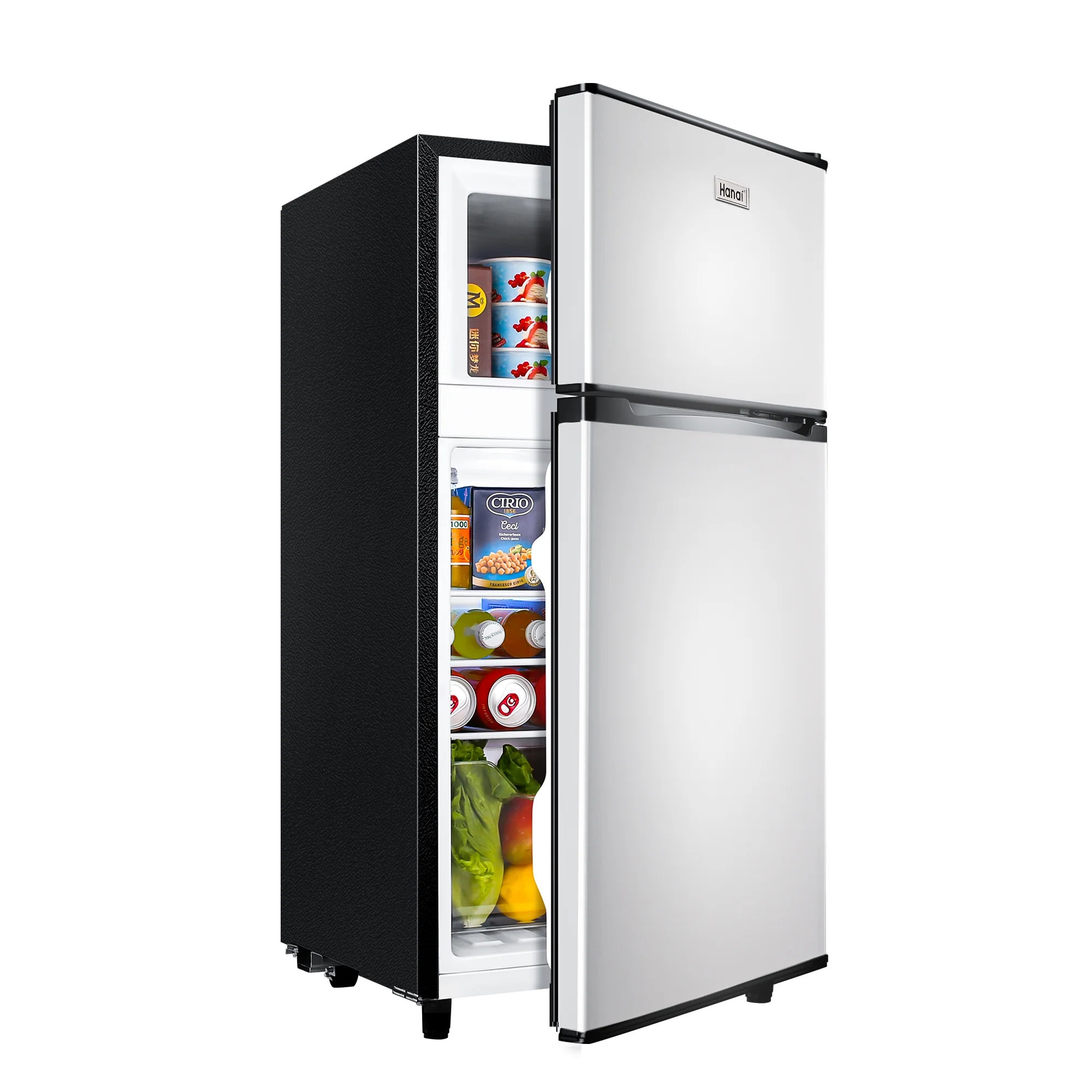 2 Door Mini Fridge with Freezer,3.5Cu.ft Small Freezer,7 Adjustable Thermostat,Blue,New