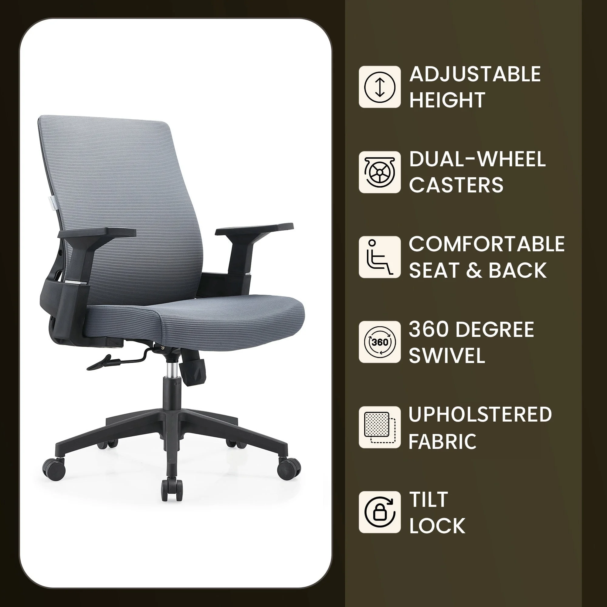 LeisureMod Brio Modern Office Chair Ergonomic Lumbar Support Computer Chair Adjustable Desk Chair with 360 Degree Swivel and Tilt in Blue