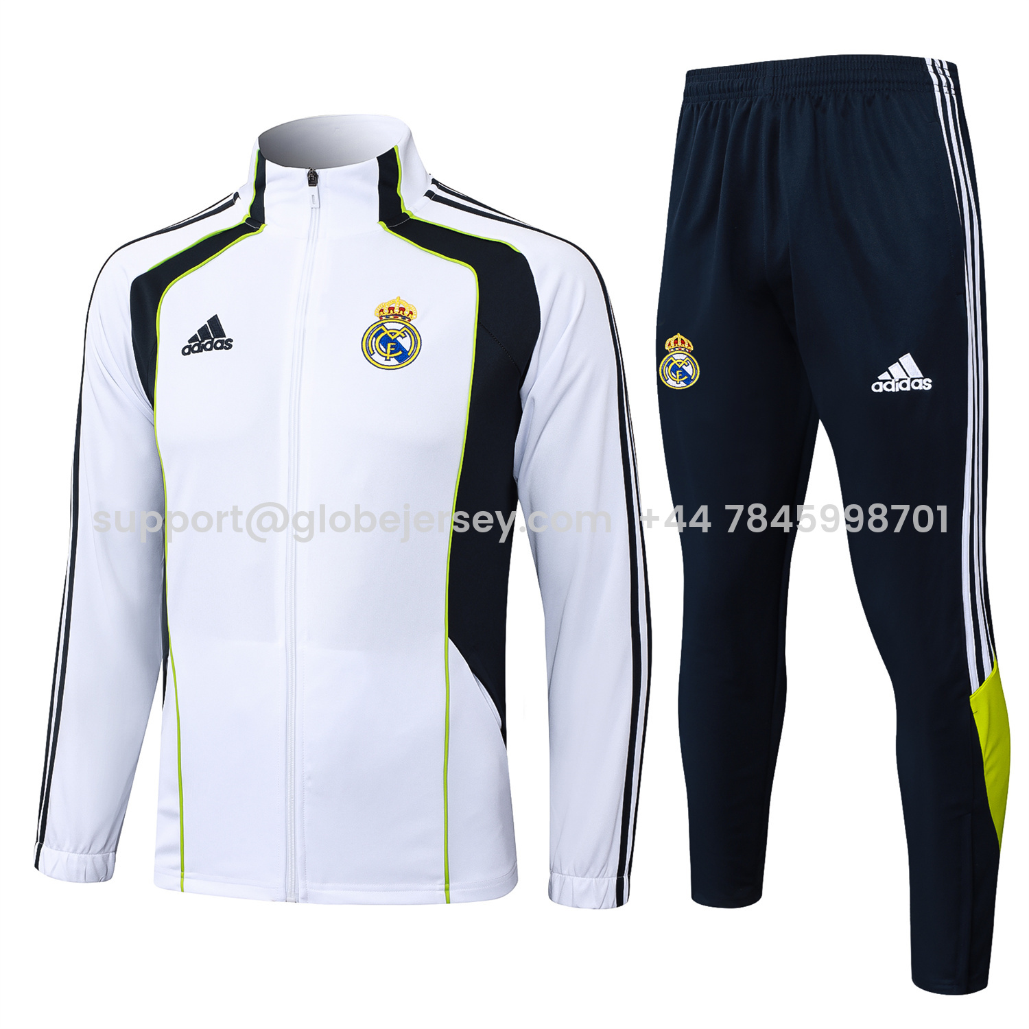Real Madrid 25-26 Jacket Training Tracksuit - White Throwback Jackets & Black Pants