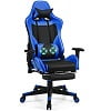 Costway Massage Gaming Chair Reclining Racing Office Computer Chair with Footrest Pink