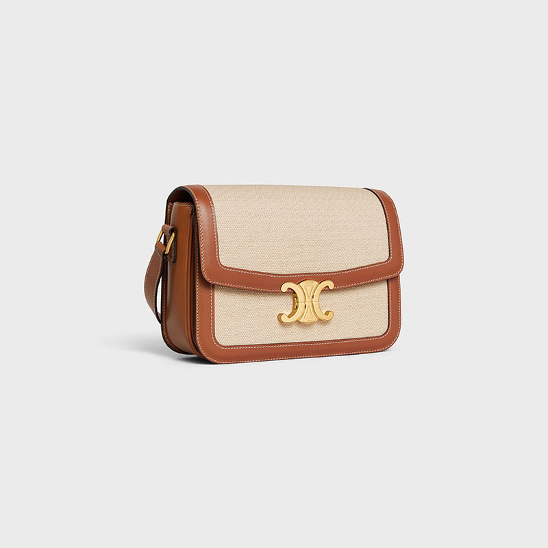 CLASSIQUE TRIOMPHE BAG IN TEXTILE AND CALFSKIN