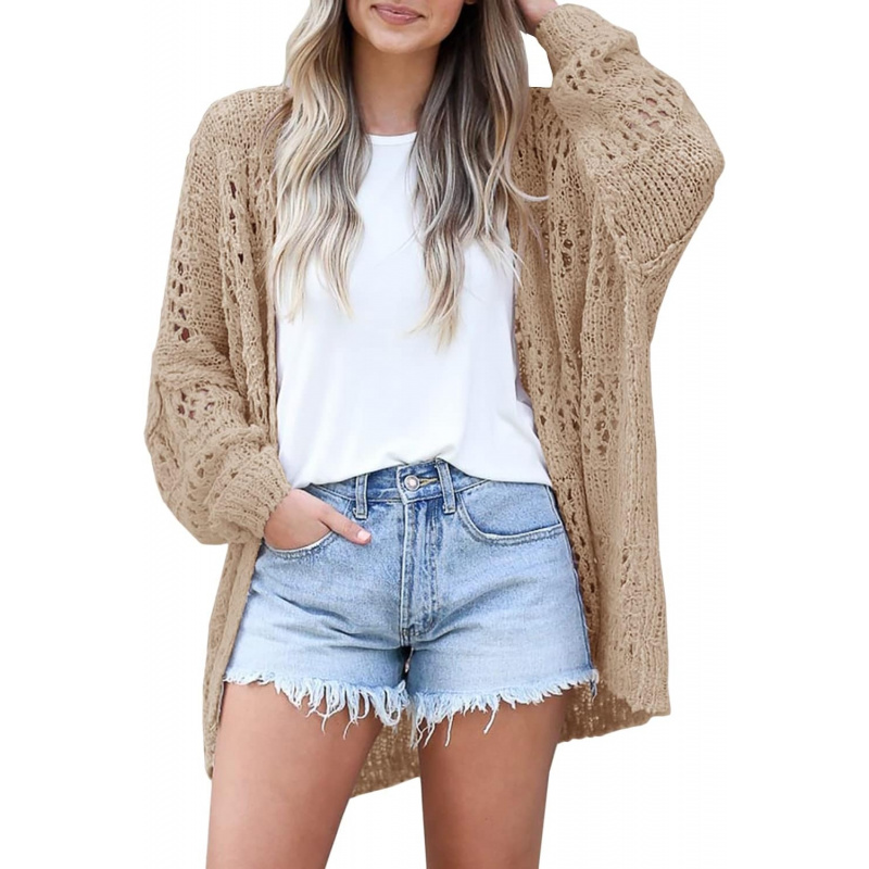 Women's Crochet Cardigan Sweater Kimonos Boho Solid