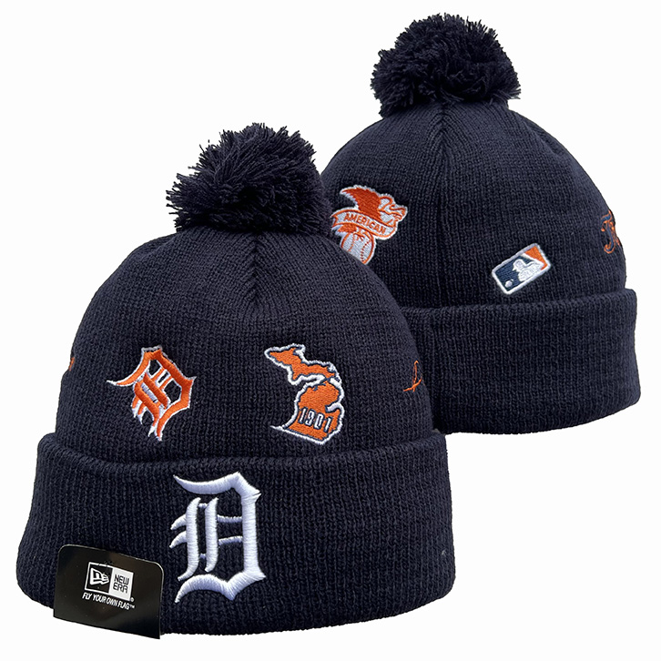 Detroit Tigers New Era Navy Cuffed Knit Hat with Pom