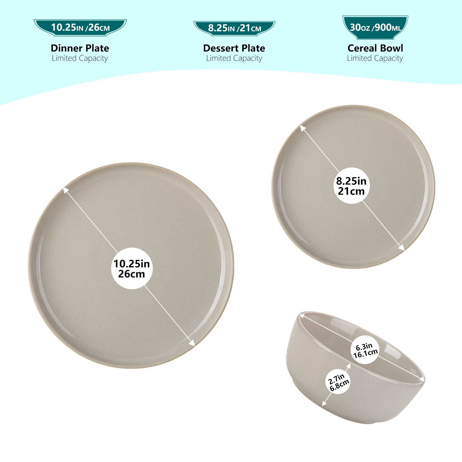 Malacasa 24 Pcs Dinnerware Sets, Stoneware Plates and Bowls Set, Tableware Dishwasher Microwave Safe, Serves For 6 people, Brown