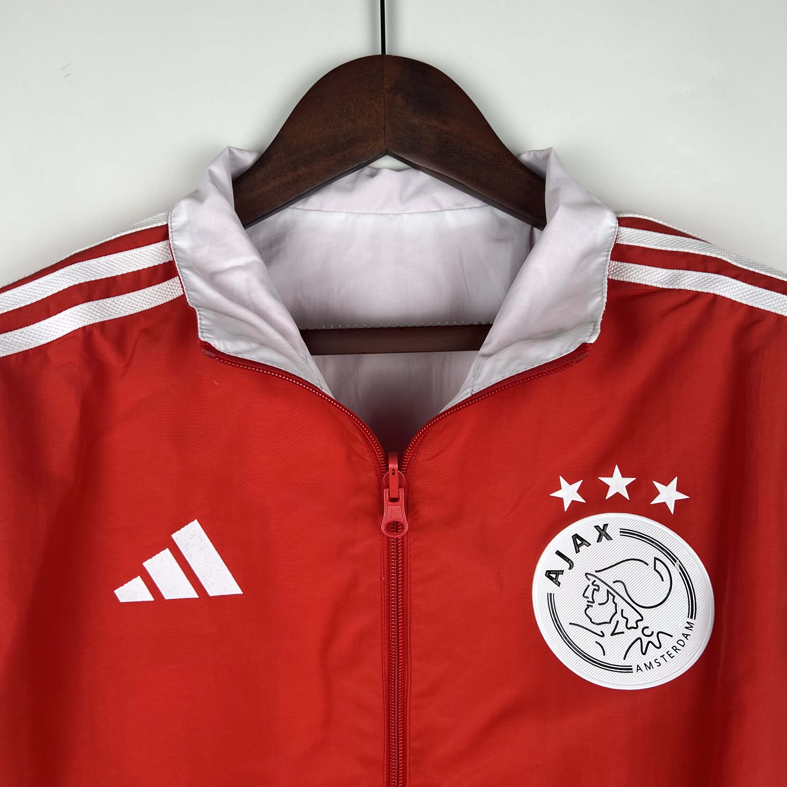 2023/2024 Ajax Reversible Windbreaker(Red-White)Soccer Jersey 1:1 Thai Quality