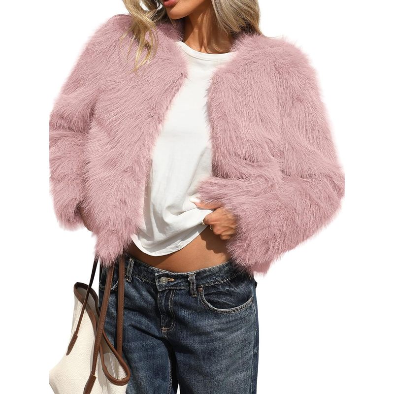 Women's Fluffy Faux Fur Cropped Coat