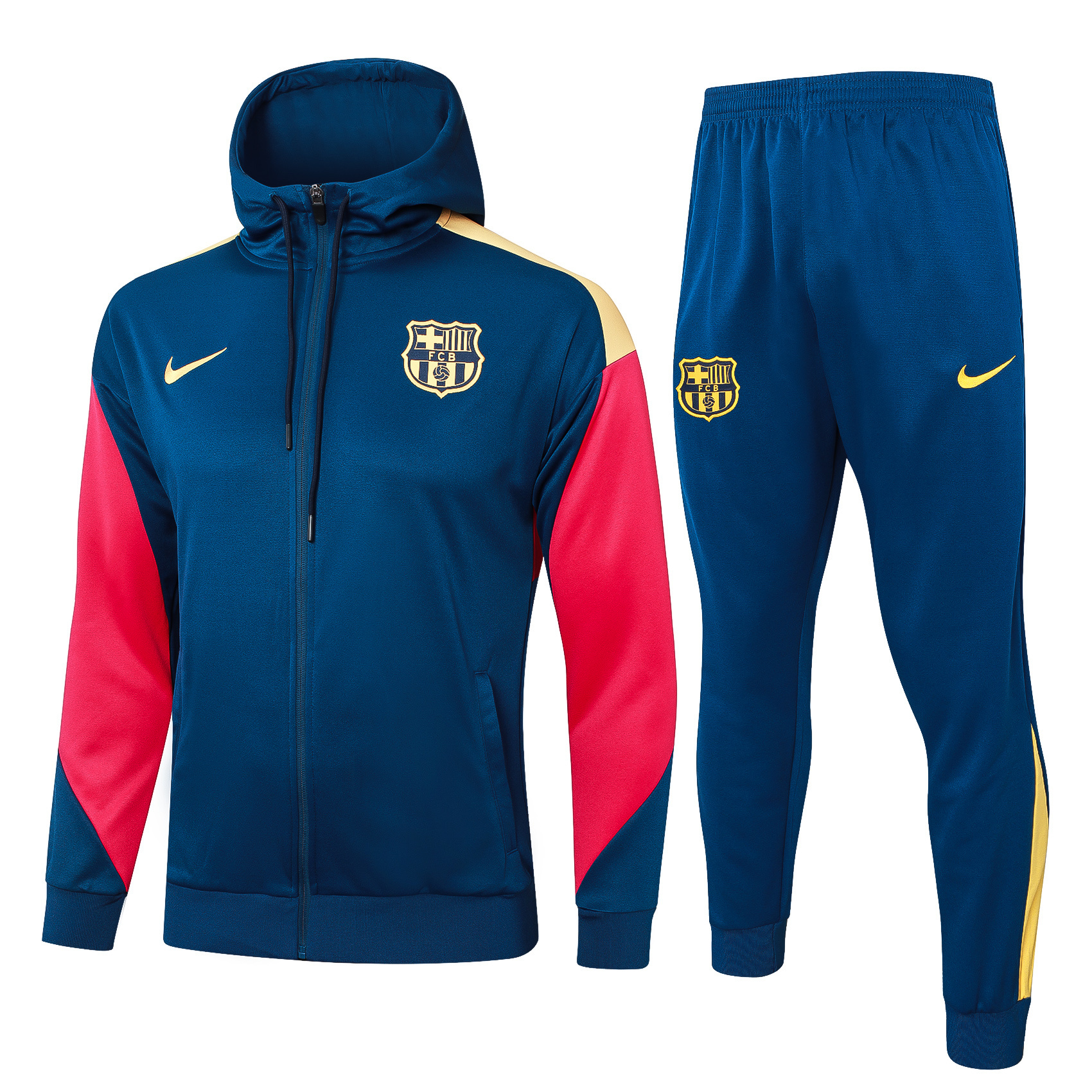 2024-25 Barcelona Winter Hooded Long-Sleeved Thick Jersey - Adult Set