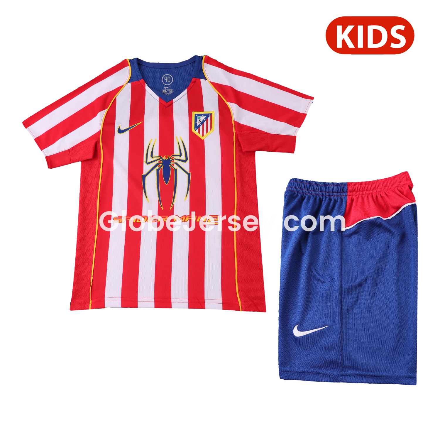 Retro Atletico Madrid 2004-05 Home S.p.i.d.e.r M.a.n Special Kids Kit