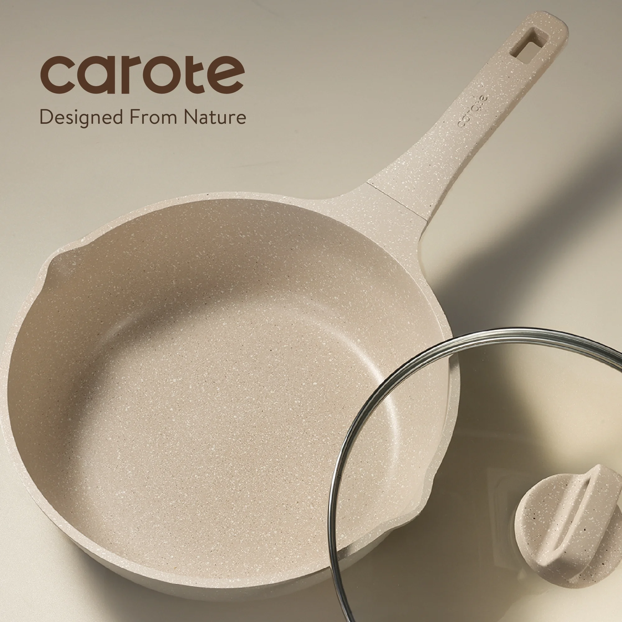 Carote 13 Pcs Nonstick Cookware Sets, Non Stick Pots and Pans Set, Induction Cookware, Taupe