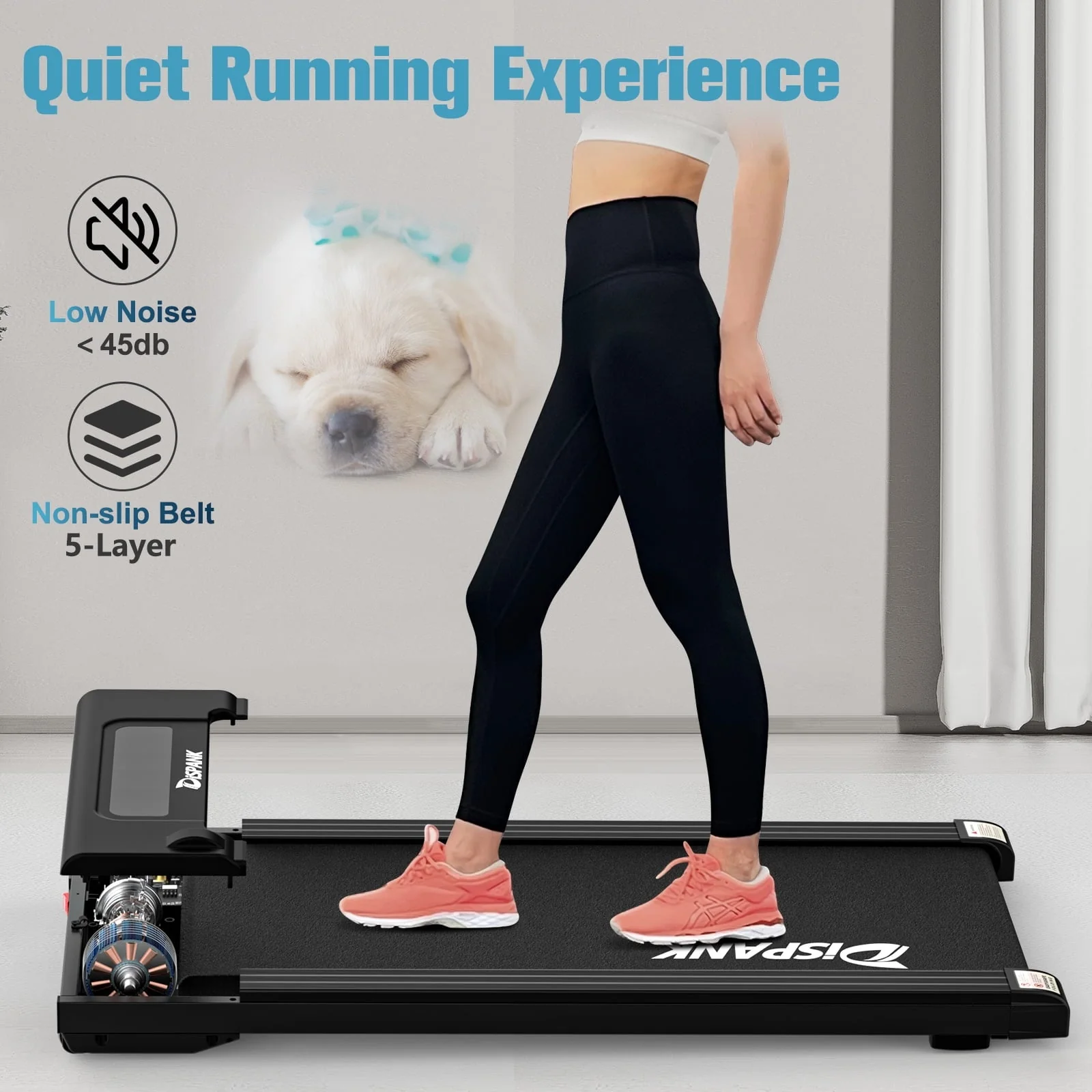 Relife Sports 2 in 1 Under Desk Treadmill with Incline Portable Walking Pad ,0.5-4mph, Black