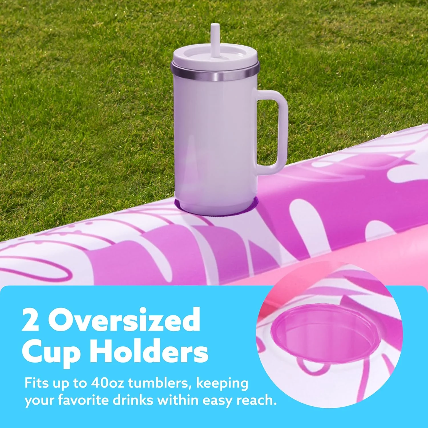 Inflatable Sunbathing Float — With Cup Holder | Sunbathing Lounger, Floating Raft, Deck Chair, Kids' Inflatable Pool