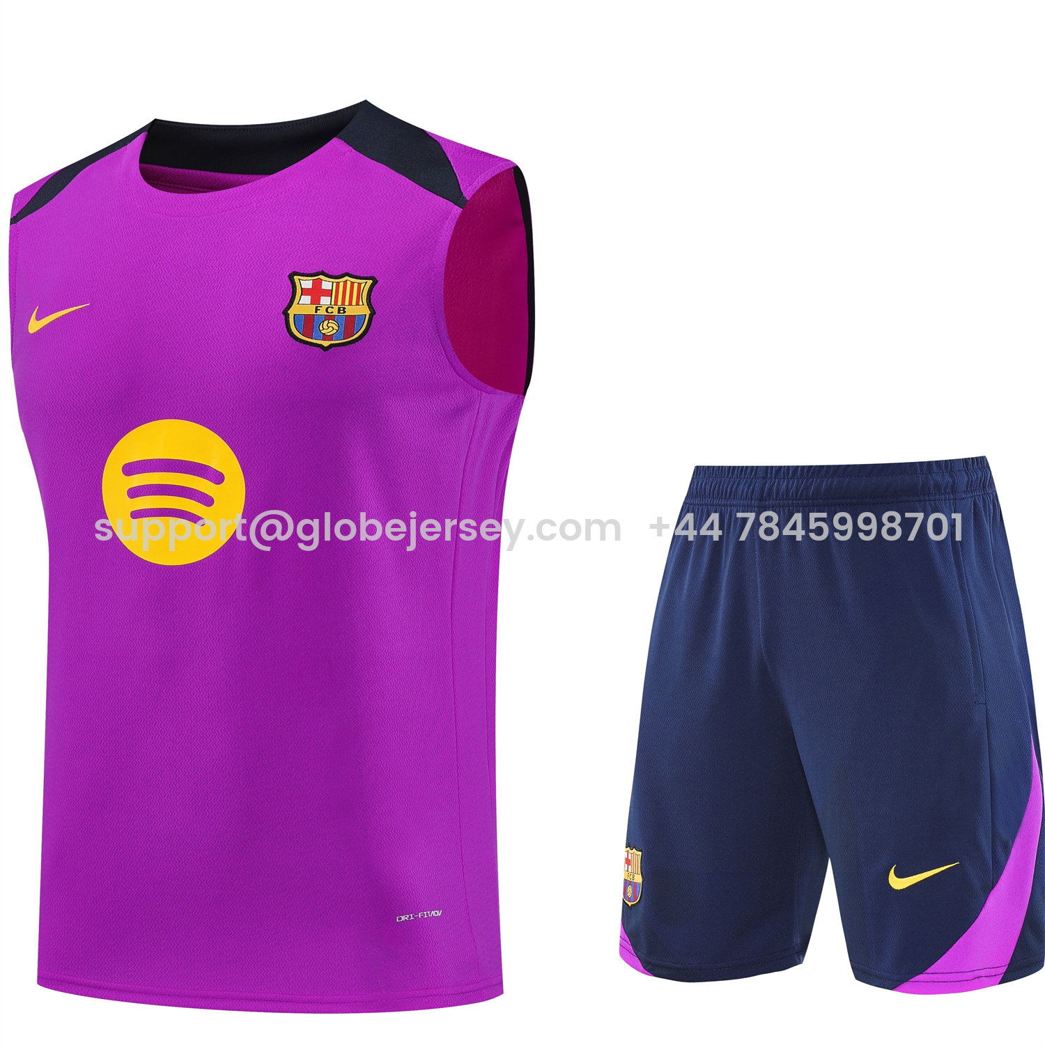 Barcelona 25-26 Vest Training Set - Purple Vest and Dark Blue Shorts