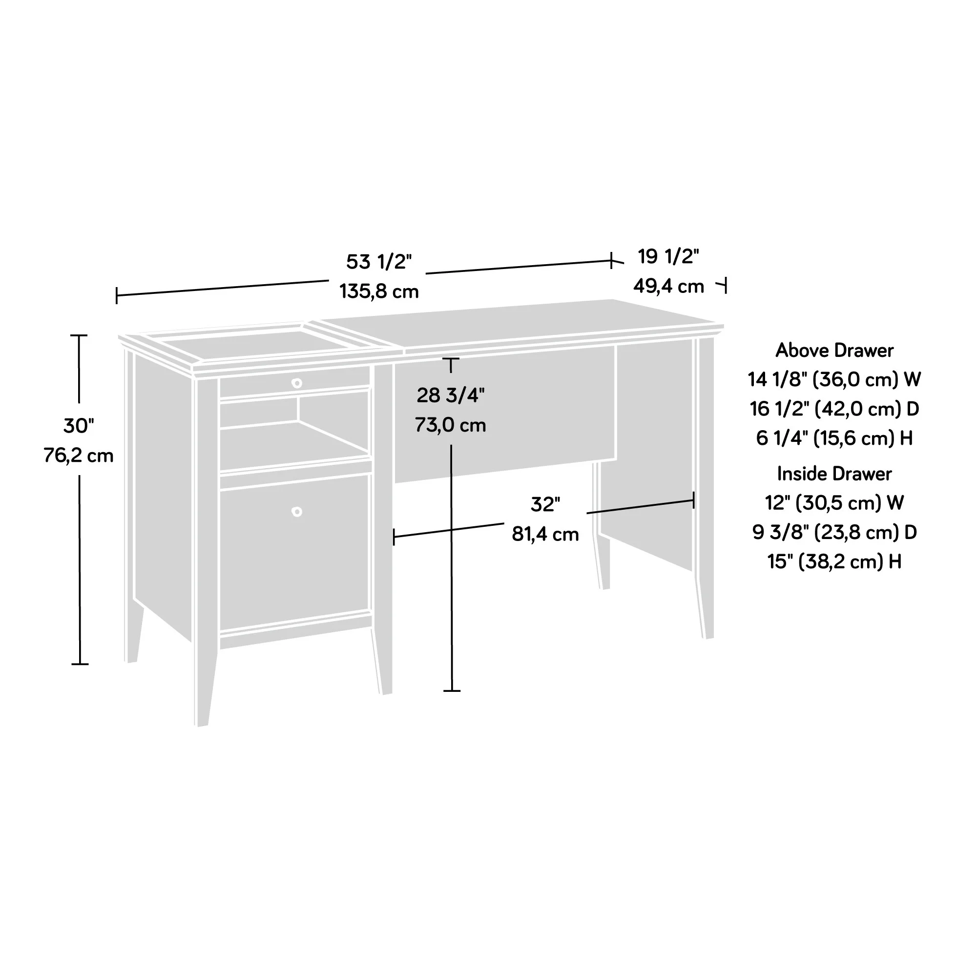 Sauder Larkin Ledge Desk, Glacier Oak Finish
