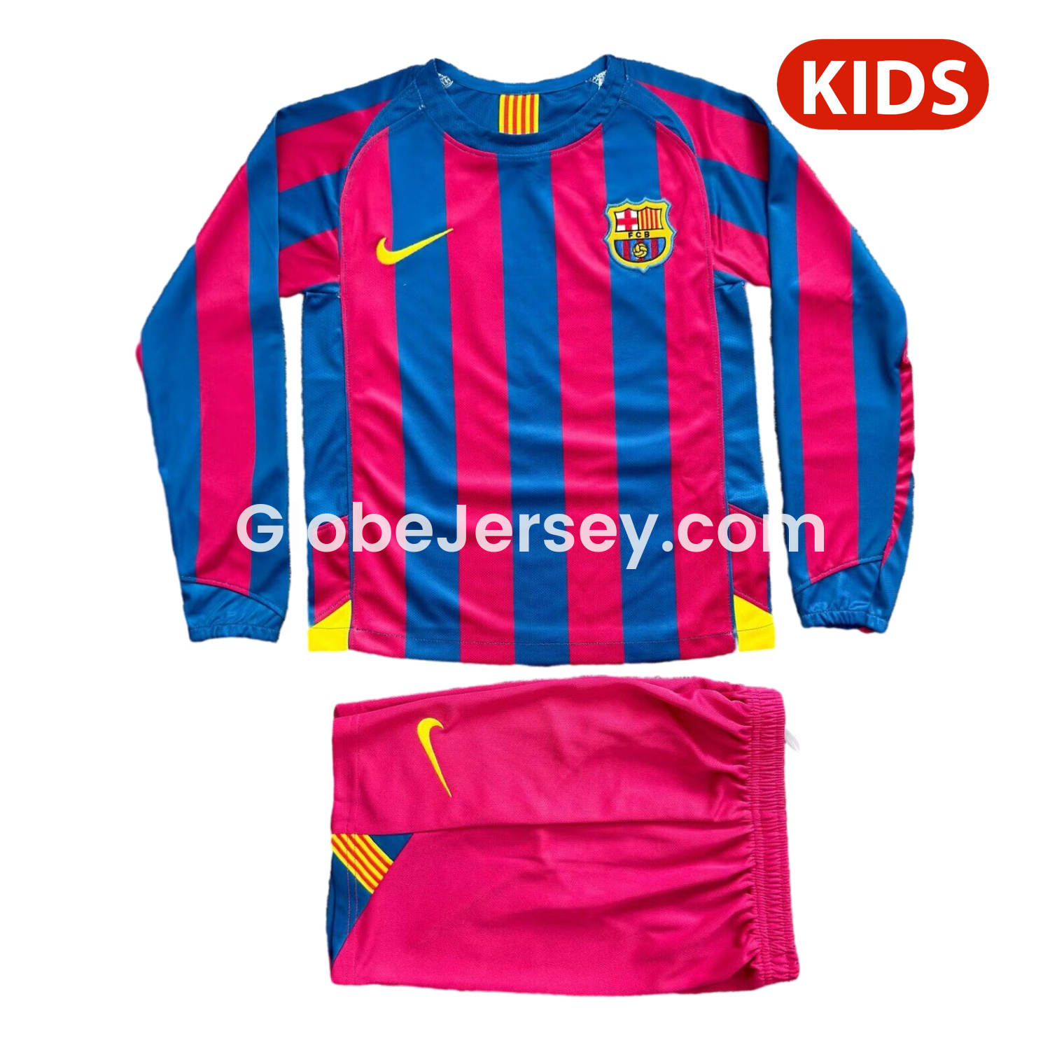 Retro Barcelona 06-07 Home Long Sleeve Kids Kit