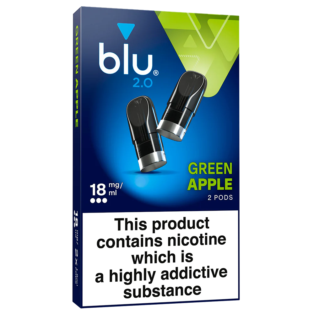 Blu 2.0 Green Apple Vape Pods 18mg/ml 2 Pack