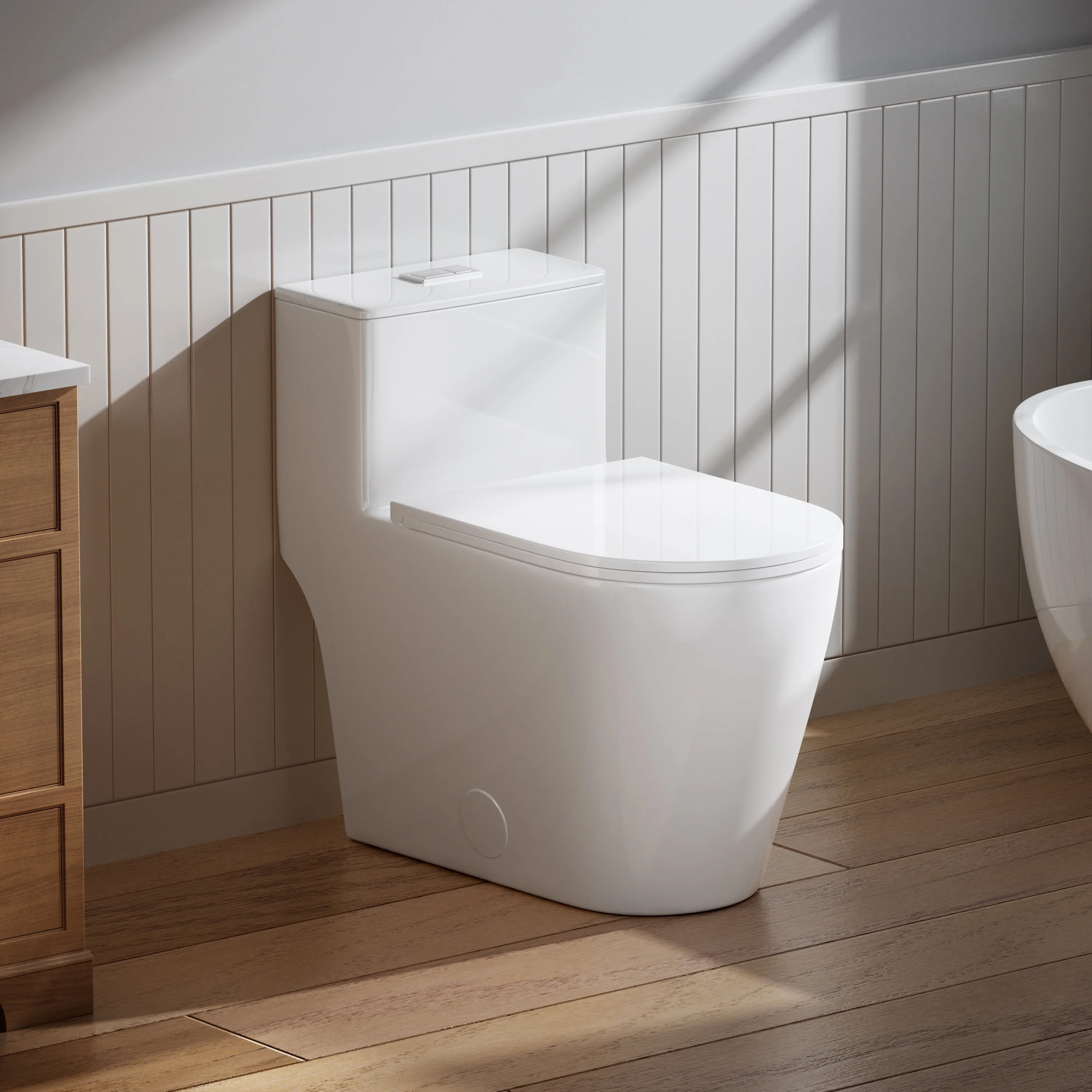 FBJ Modern Toilet 1.0/1.6 GPF Powerful Dual-Flush Elongated Toilet with Comfortable Chair Height