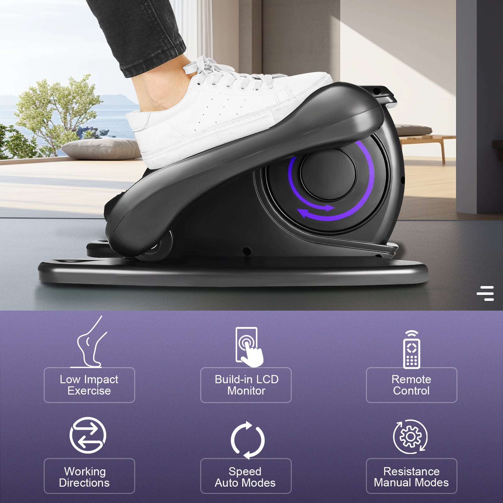 Elliptical Machine, Under Desk Elliptical with Remote Control, Quiet Home Ellipse Exerciser for Seniors