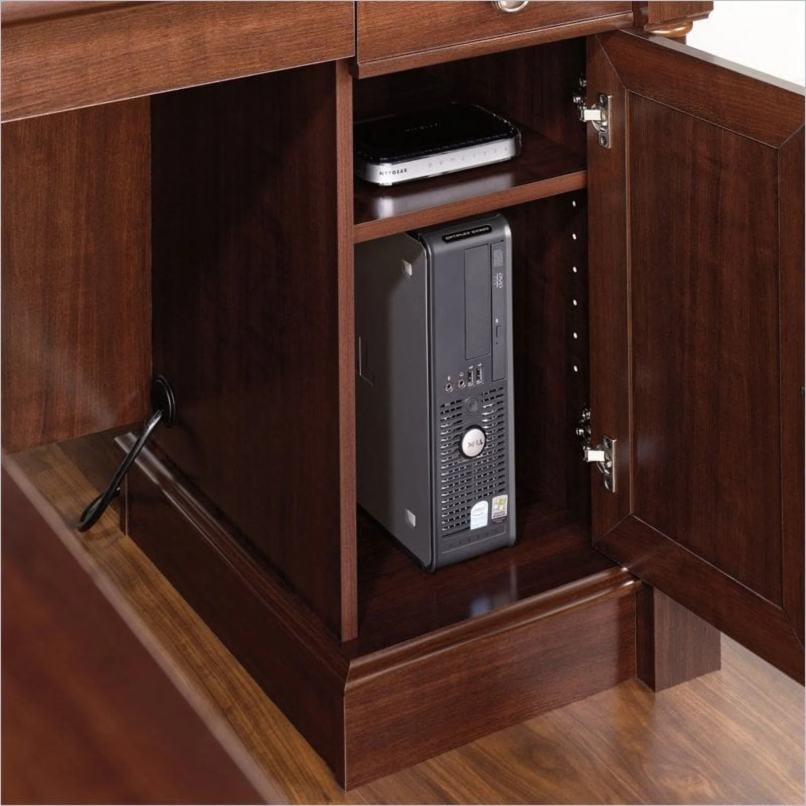 Sauder Palladia L-Shaped Desk, Select Cherry Finish