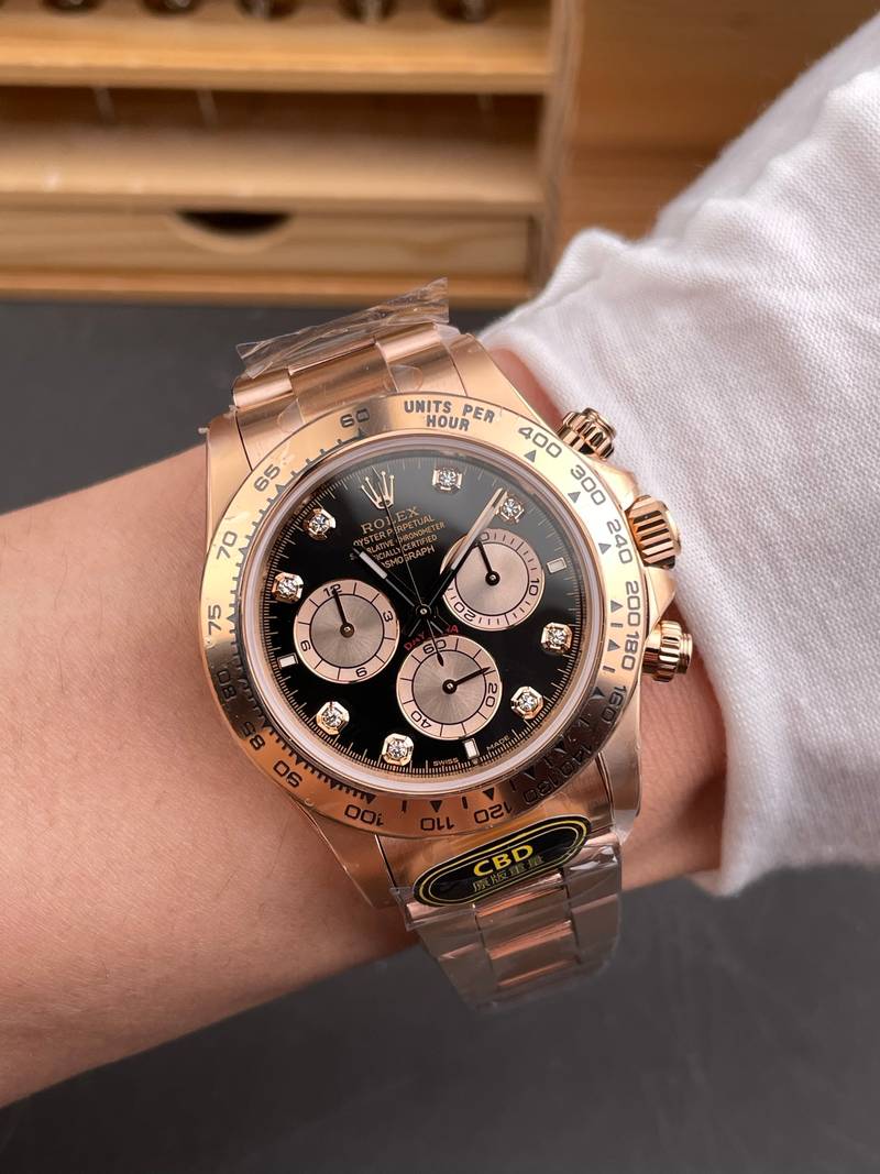 Rolex Daytona Rose Gold Black Gold Diamond