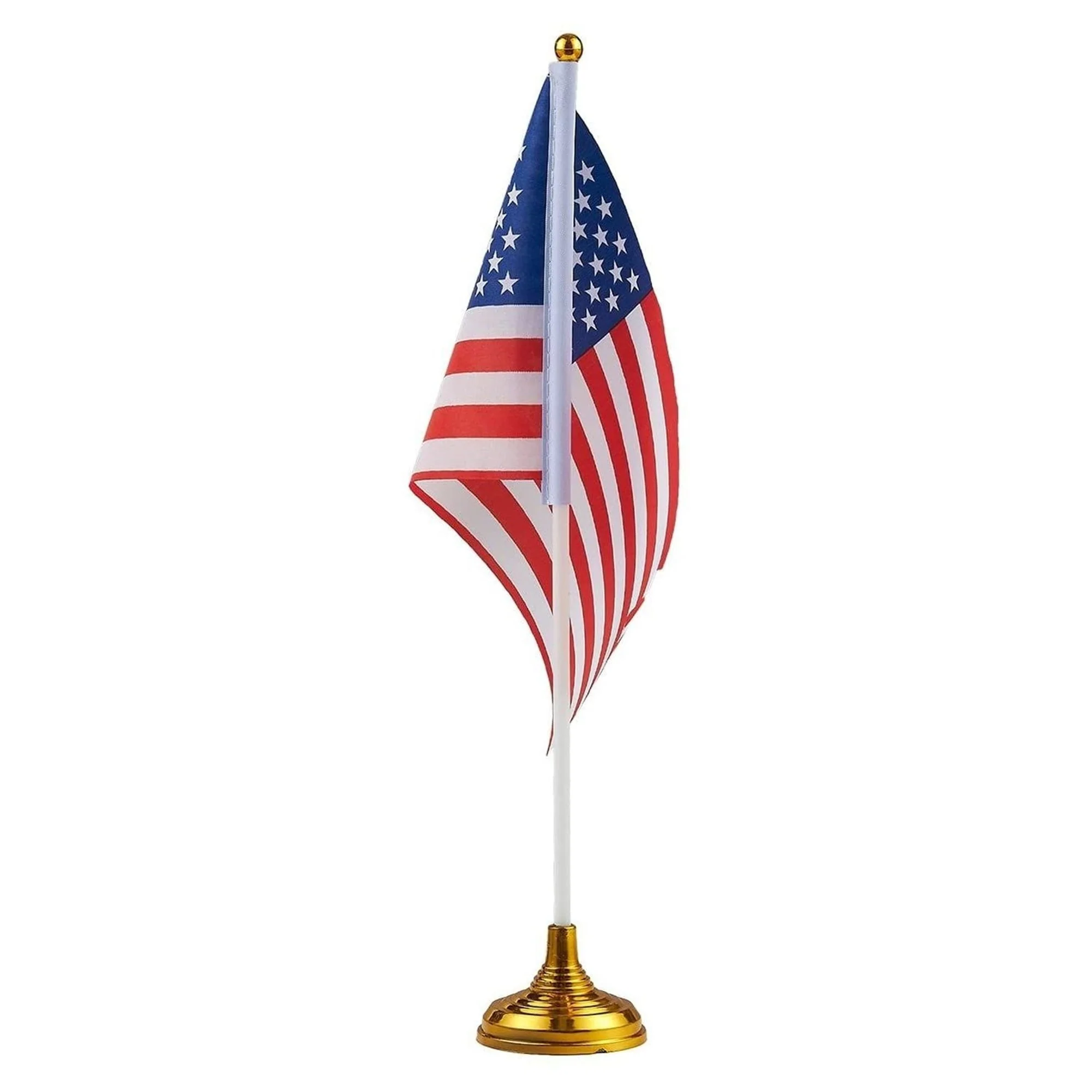 12-Pack Mini American Flags with Stand Base for Desk, Veterans, 4th of July, Memorial Day Small Miniature USA Desktop Centerpiece for Patriotic Home Office Table Party Decorations