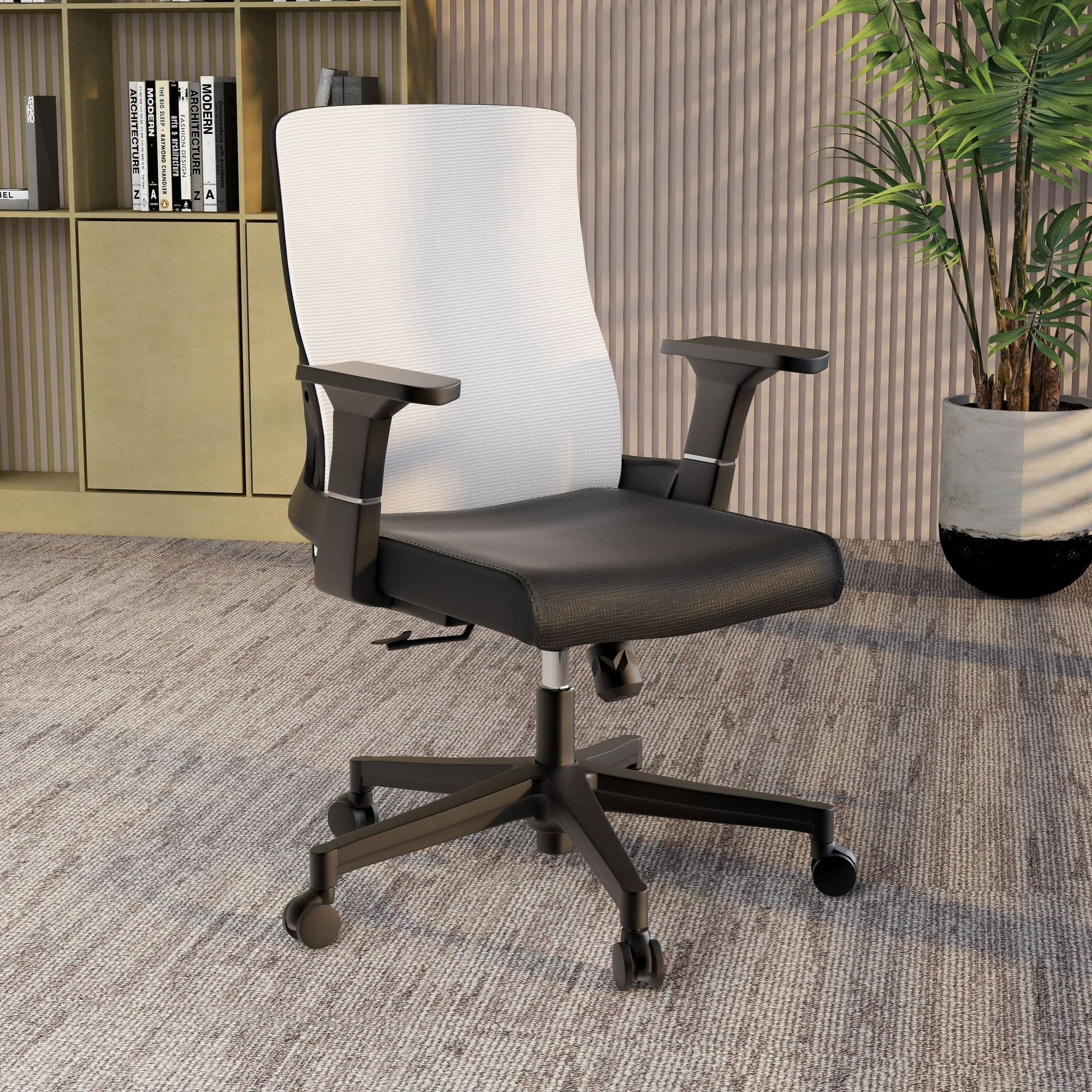 LeisureMod Brio Modern Office Chair Ergonomic Lumbar Support Computer Chair Adjustable Desk Chair with 360 Degree Swivel and Tilt in Blue