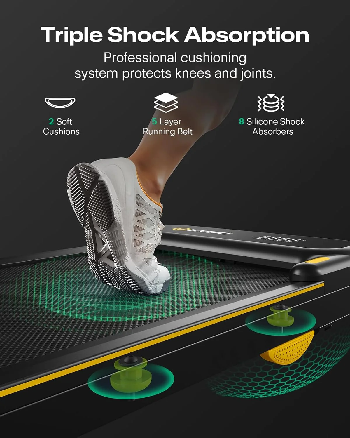 UREVO Spacewalk E1L Smart Walking Pad, Compact Under Desk Treadmill with Double Shock Absorption, Quiet Operation, Workout APP with Track Insights and MIIT Mode, Remote or APP Control for Home Office