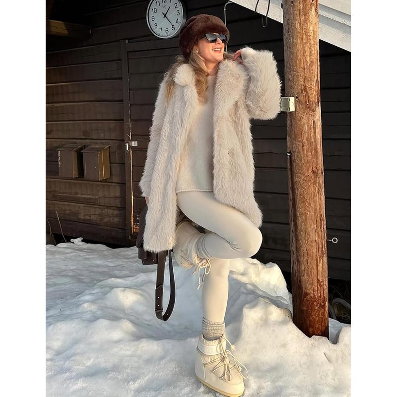 Women's Faux Fur Coats Warm Mid Long Furry Jackets