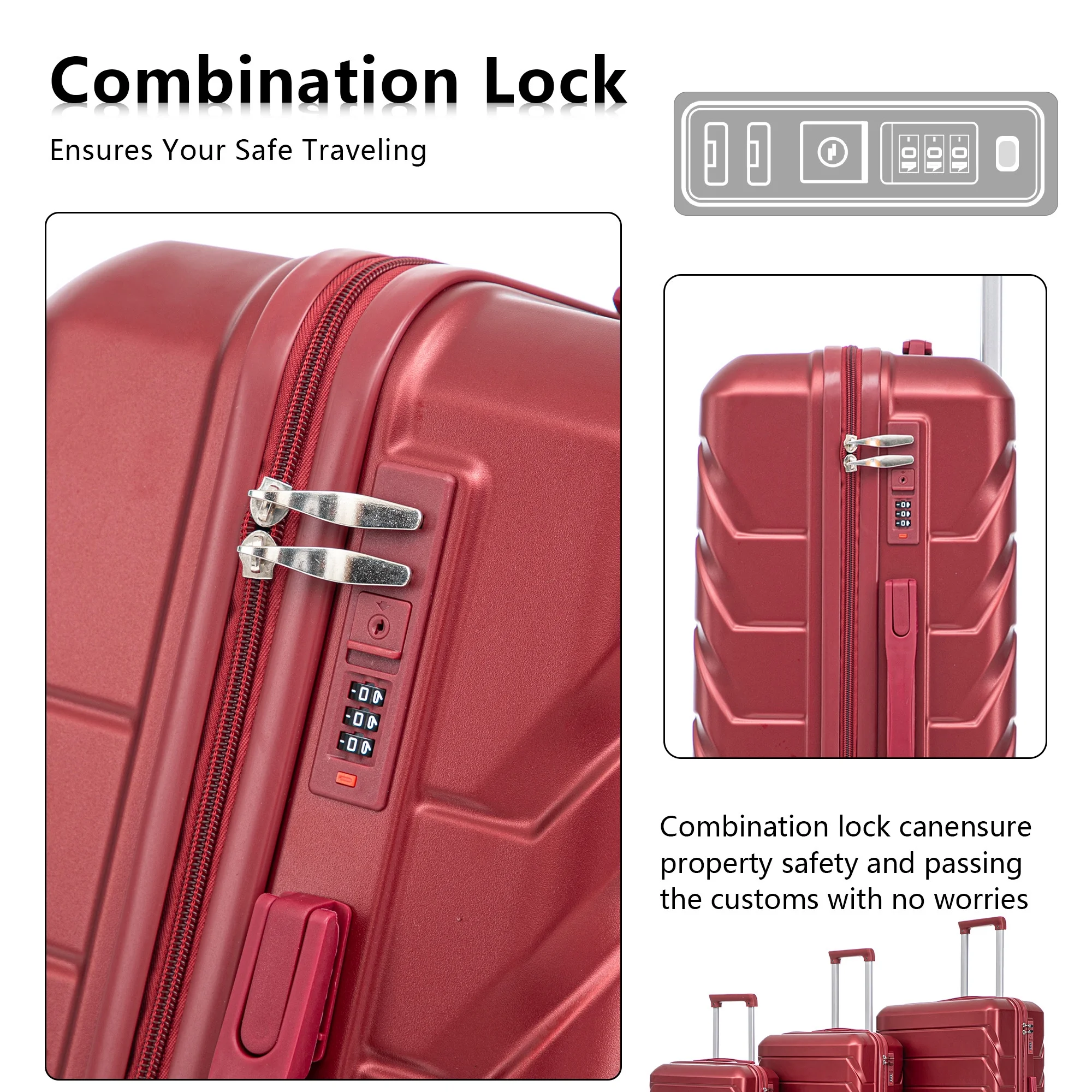 Luggage Sets 3 Piece(20/24/28), Expandable Carry On Suitcase with ABS Spinner Wheel TSA Lock