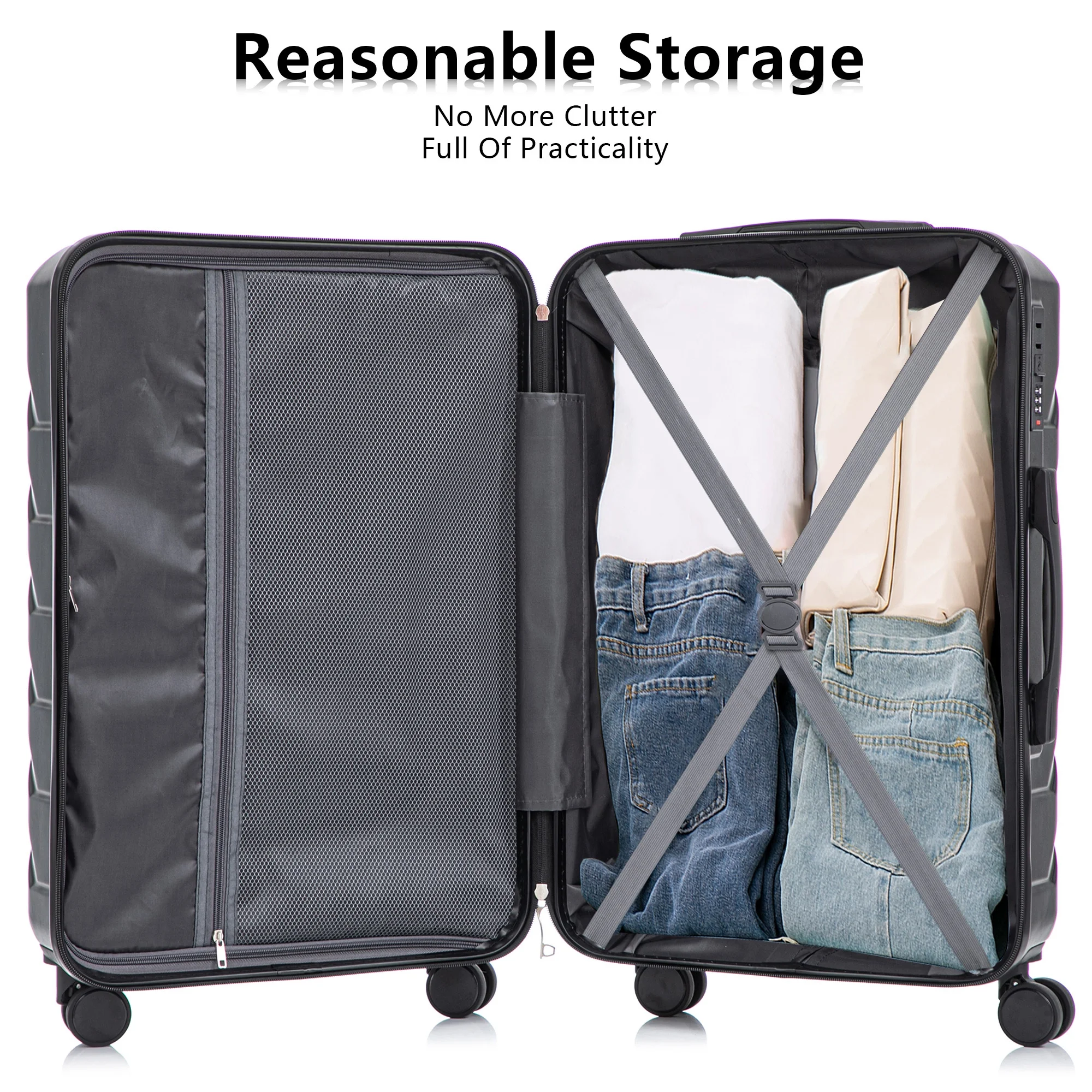 Luggage Sets 3 Piece(20/24/28), Expandable Carry On Suitcase with ABS Spinner Wheel TSA Lock