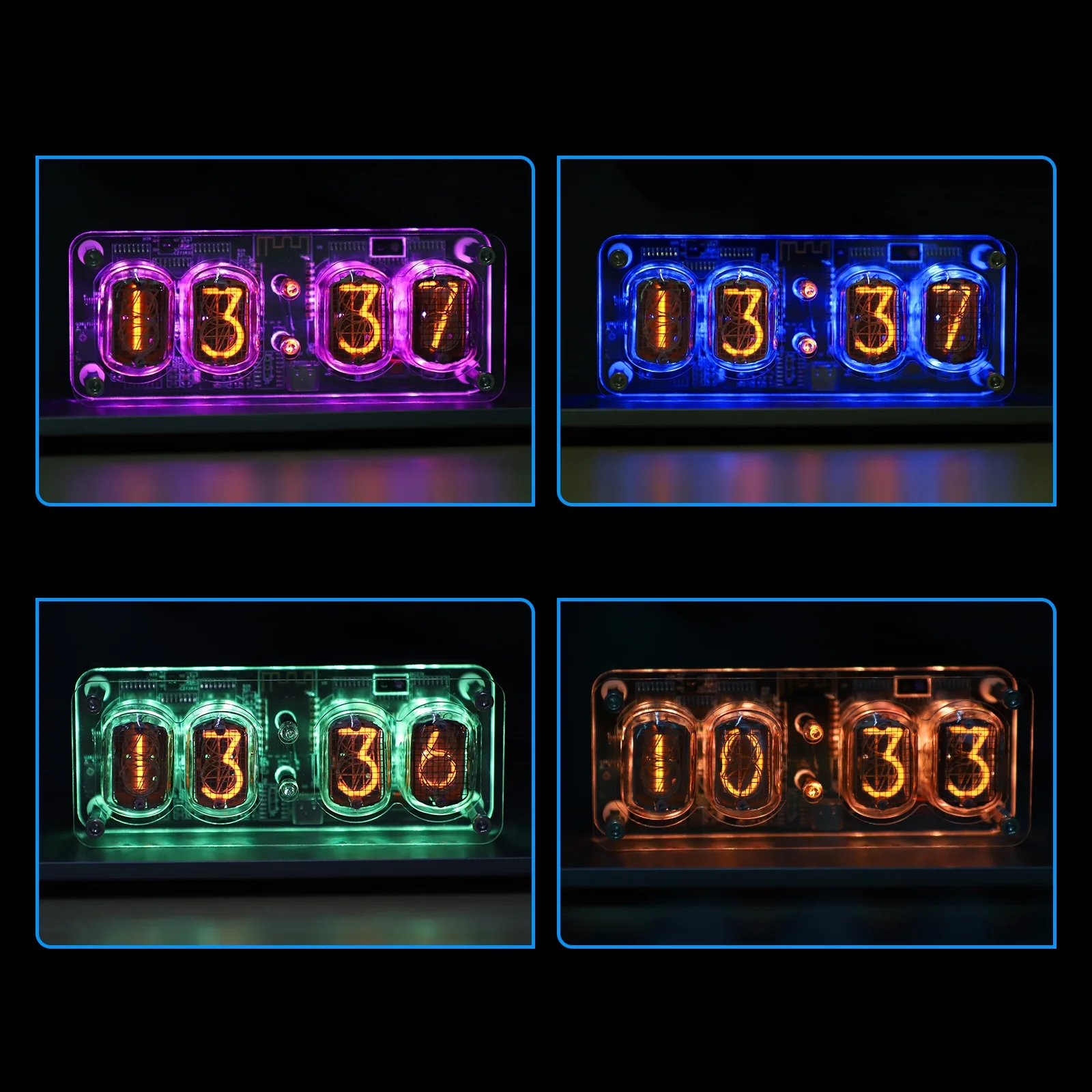 Nixie Tube Clock with IN-12 Tubes, Luminous Clock, Retro Modern Desk Vintage Punk Digital Desktop Creative Ornaments USB Type-C Connection Type