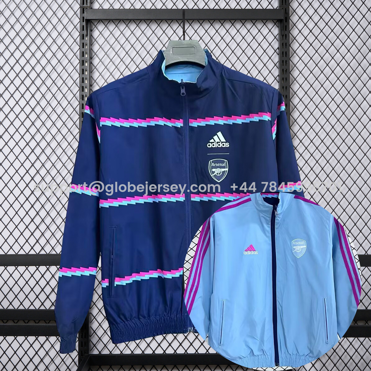 Arsenal 25-26 Double Sided Reversible Windbreaker - Deep Blue & Light Blue