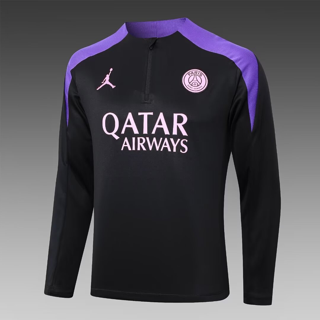 2024/2025 Psg Paris Saint-Germain Half-Pull Training Suit Black Football Shirt 1:1 Thai Quality
