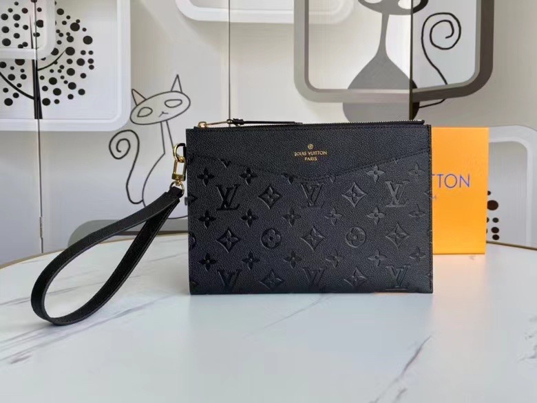 LV Daily Pouch Monogram Empreinte Pochette Mélanie MM Black