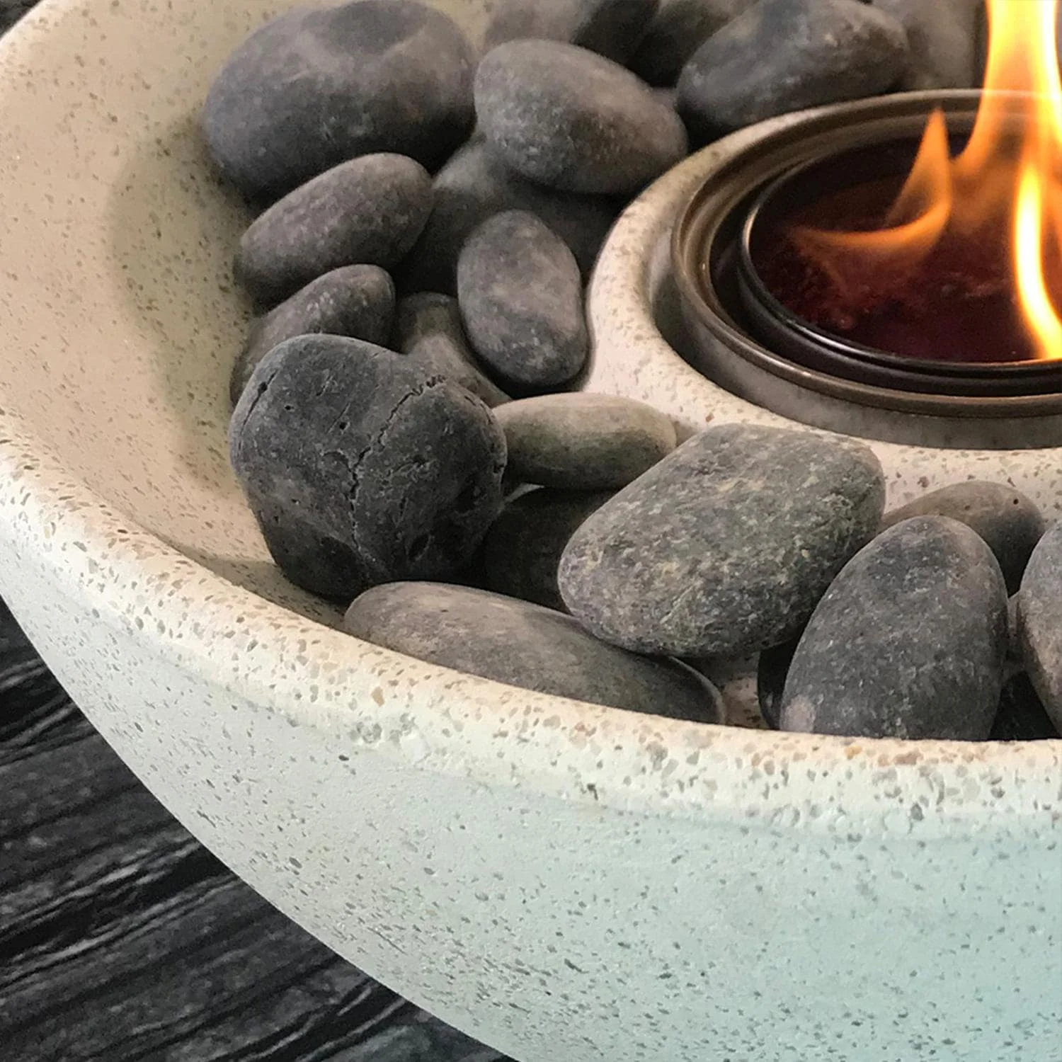 TerraFlame Basin Table Top Fire Bowl Gel Fuel - Stone Cast - White