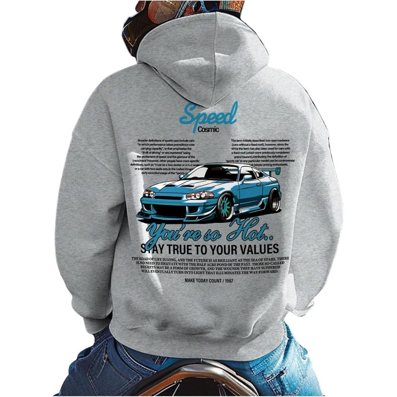 Men's Vintage Graphic Car Hoodies Long Sleeve