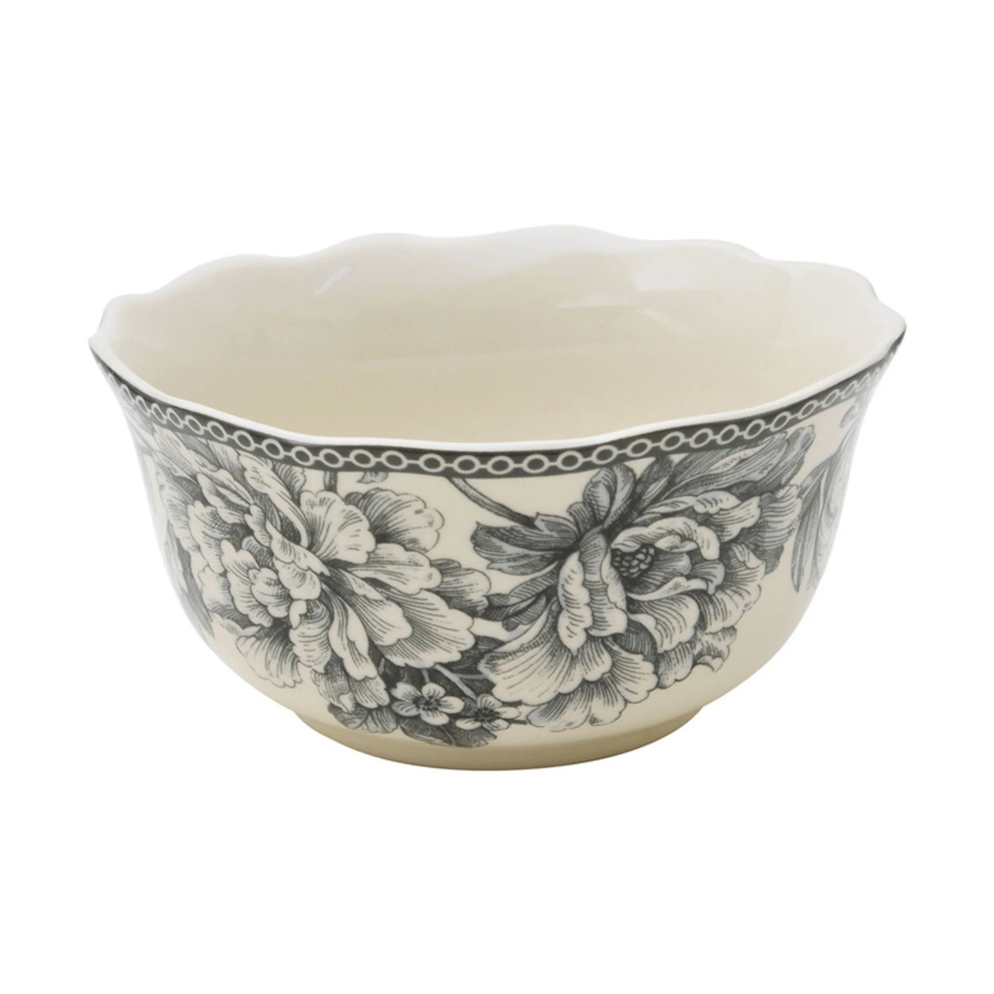 222 Fifth Adelaide Round 16-Piece Porcelain Dinnerware Set, Black Toile