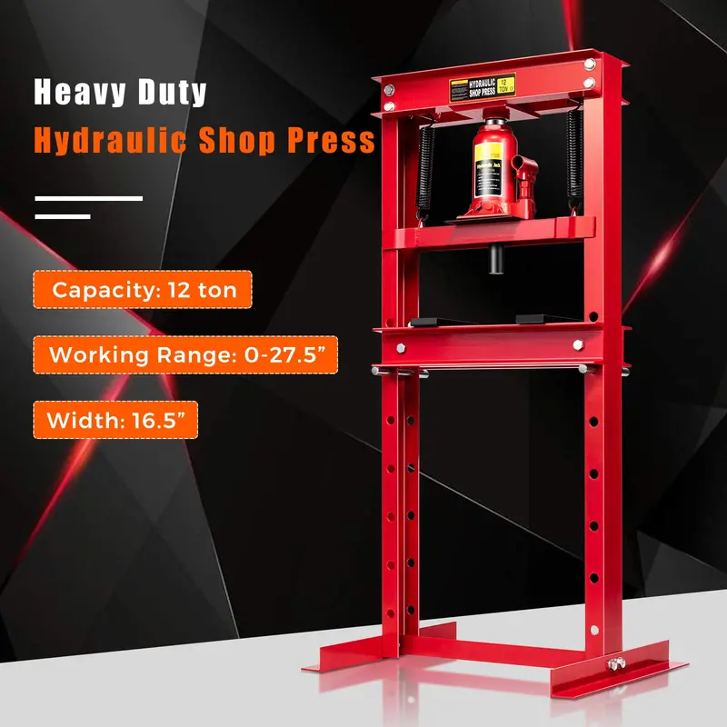 12-Ton Hydraulic Floor Press – Heavy-Duty Shop Jack for Bearings and Gears