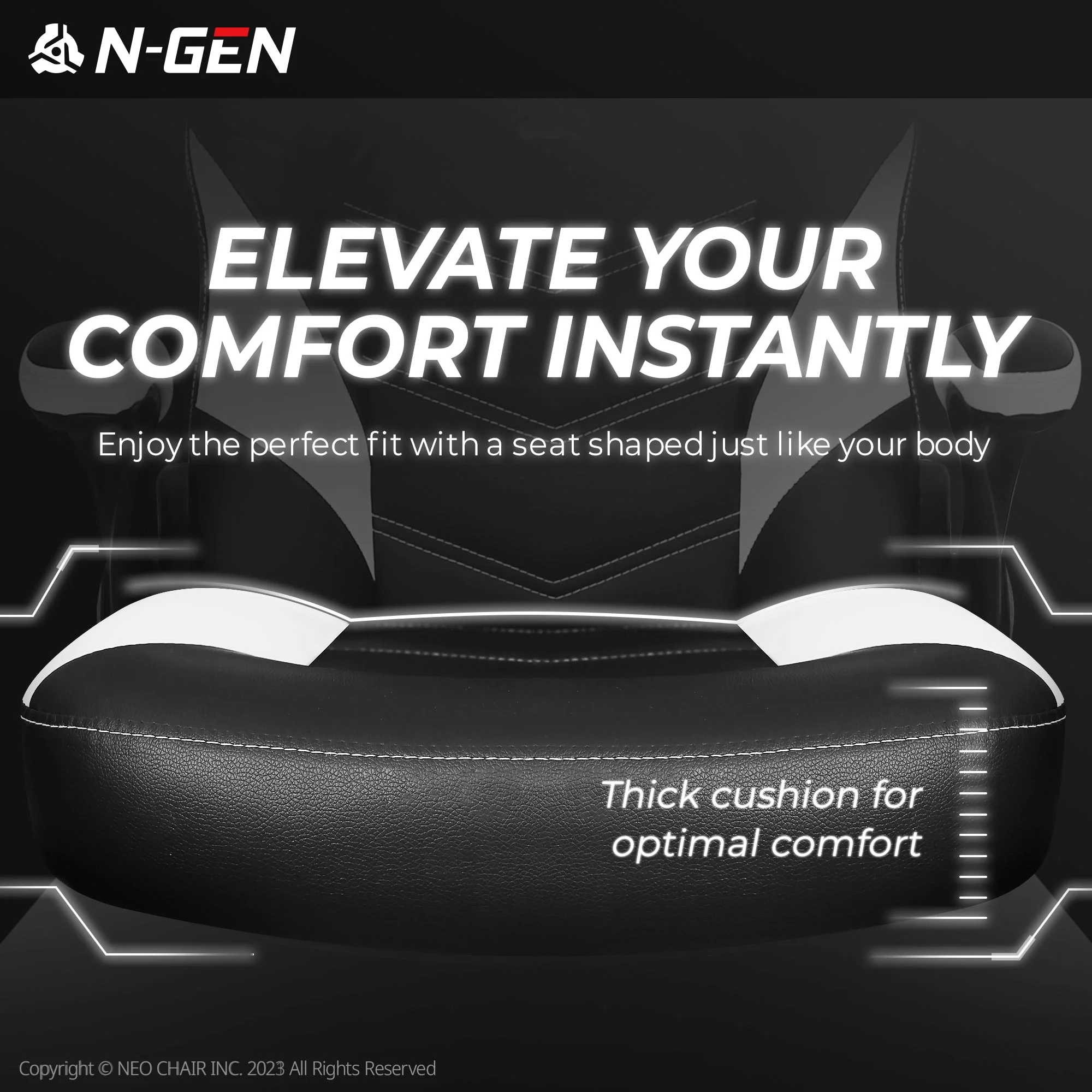 N-GEN Red Gaming Chair, Flip-up Armrest Computer Chair Ergonomic Office Chair PU Leather Desk Chair Executive Adjustable Swivel Task Chair