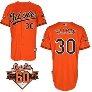 Chris Tillman Baltimore Orioles # 30 1954-2014 60th Anniversary Orange Cool Base Stitched MLB Jersey